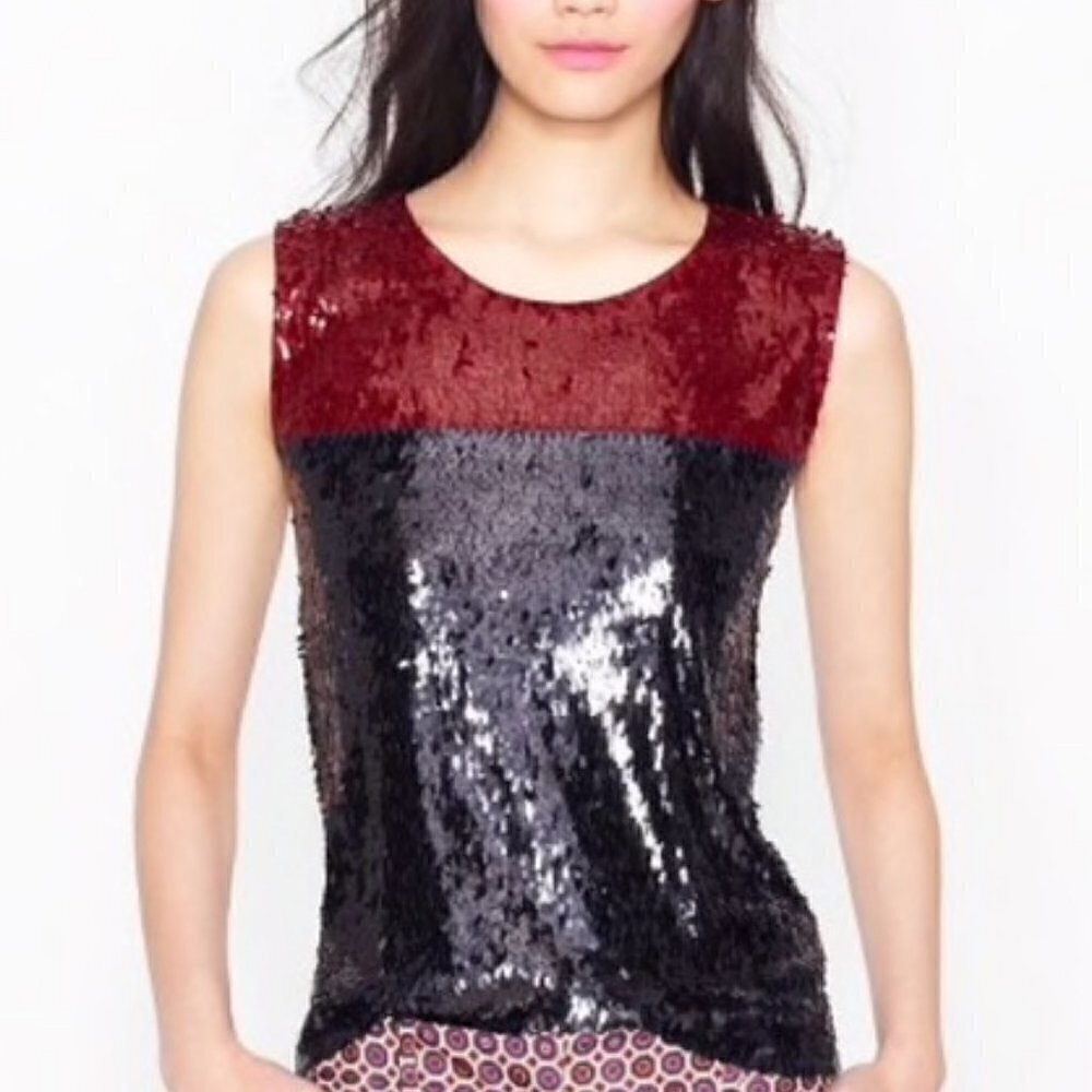 J Crew Collection Sequin Color Block Tank Top Party Holidays New Year